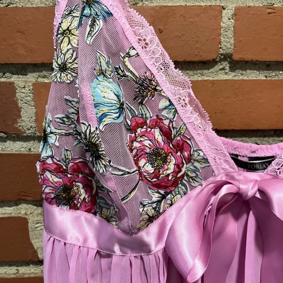Victoria’s Secret XL Pink Floral Lace Babydoll Nightgown, New with tags - Picture 4 of 6